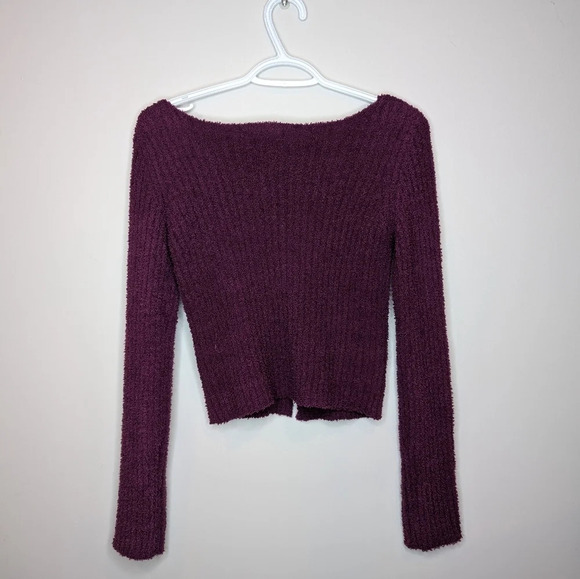 Ella & Emma Plum Purple Cropped 2 Button V Neck  Baby Cardigan Women Small Y2K - Picture 2 of 8